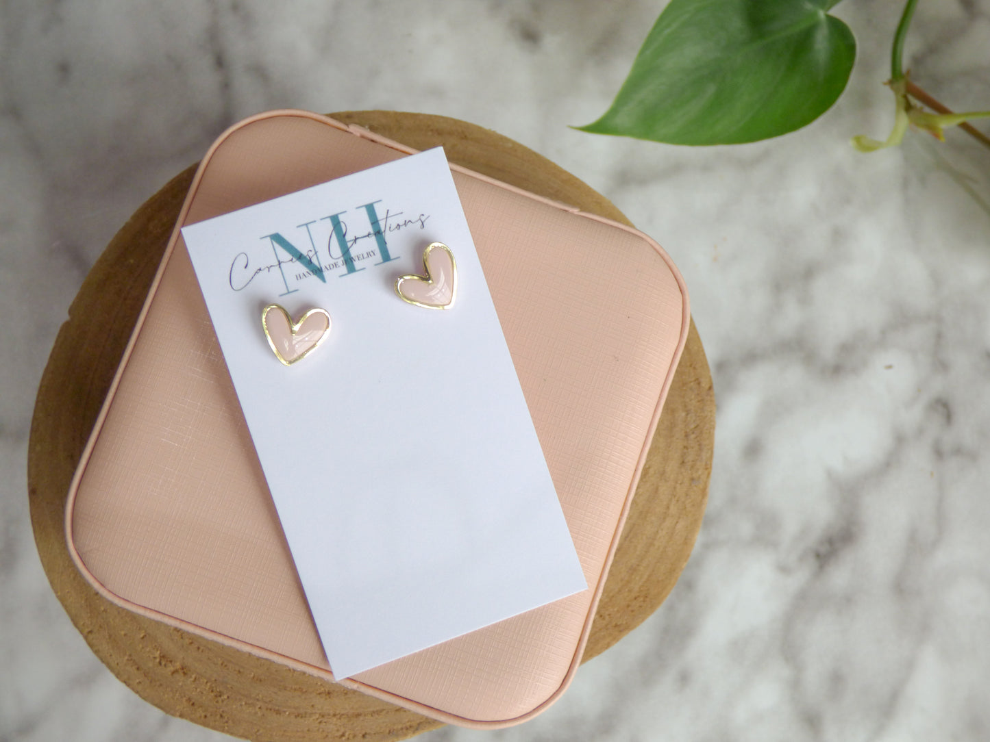 Heart Studs-Pink