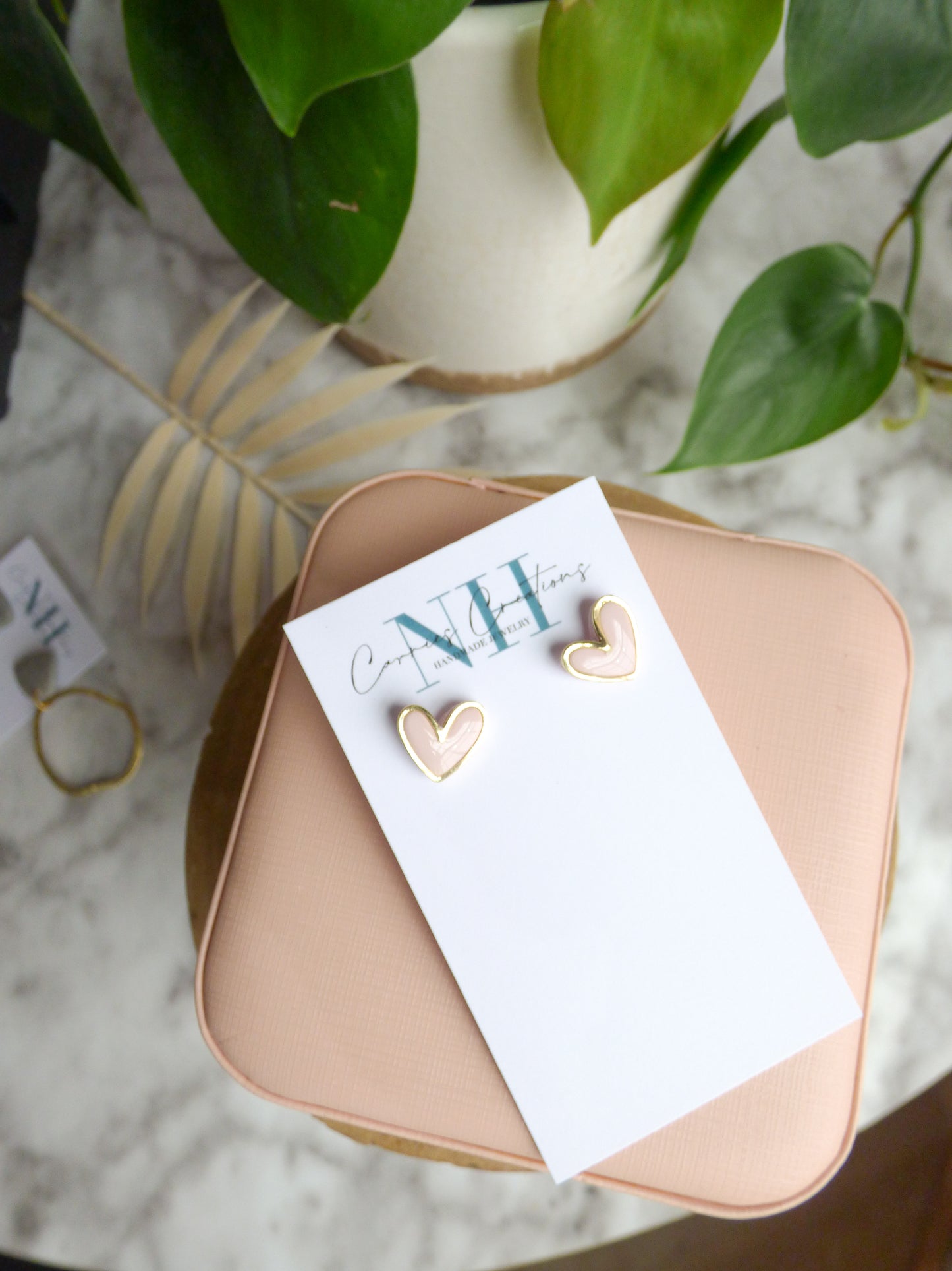 Heart Studs-Pink