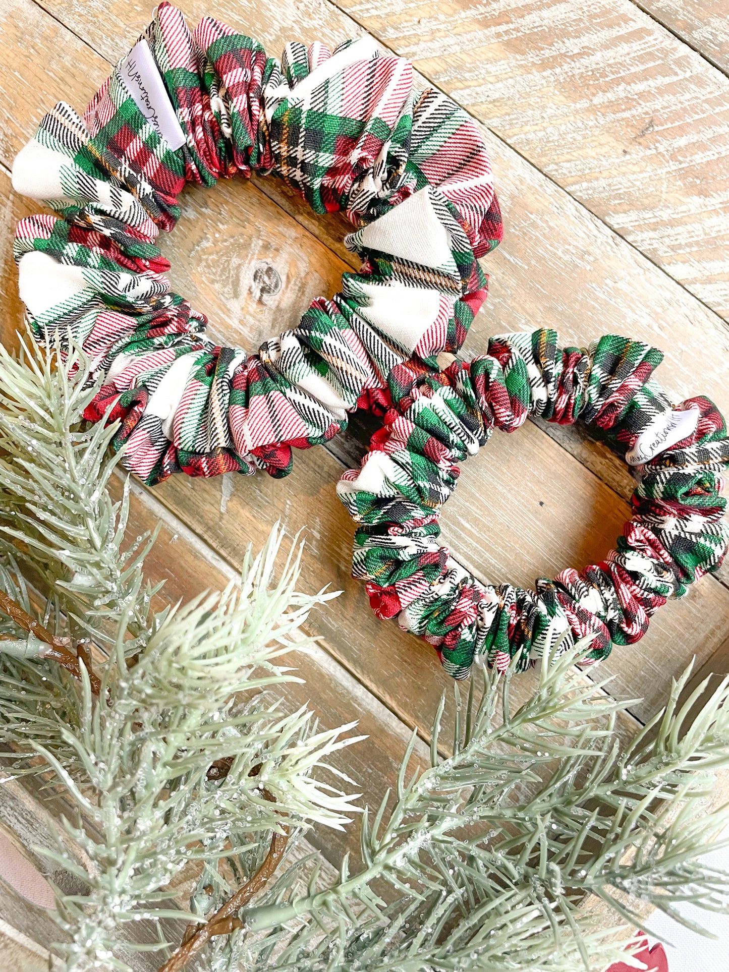 White Plaid Scrunchie