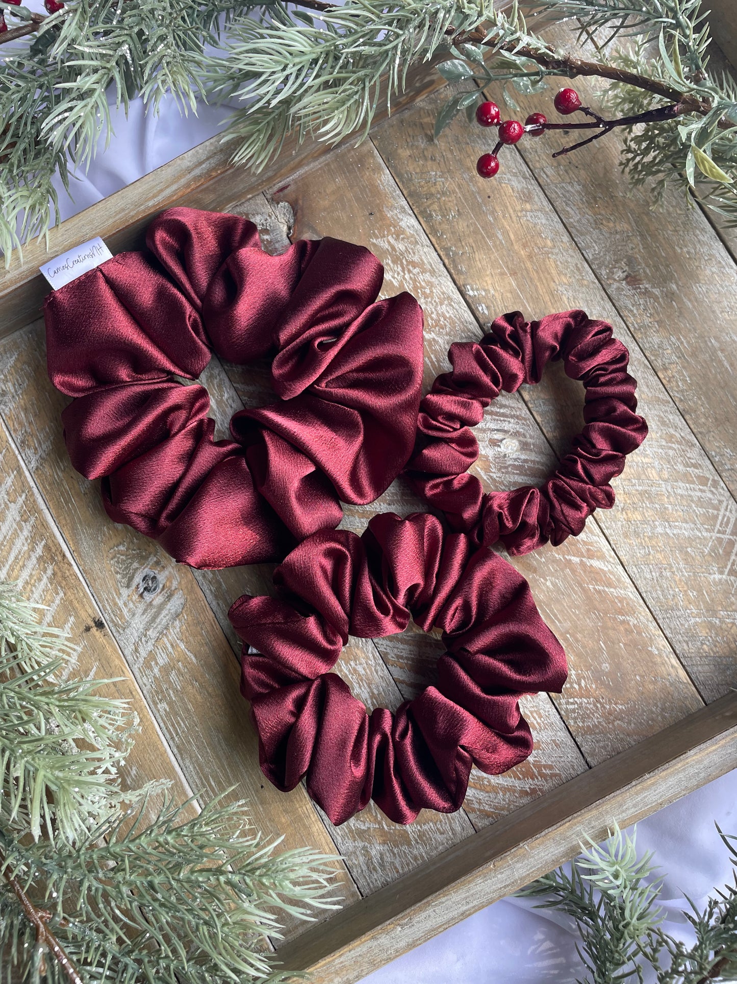 Cranberry Satin Scrunchie