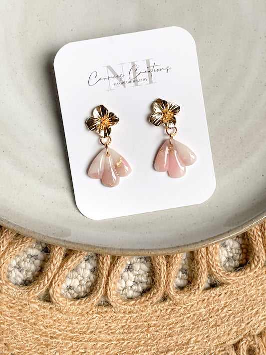 PInk Marble Floral Dangle