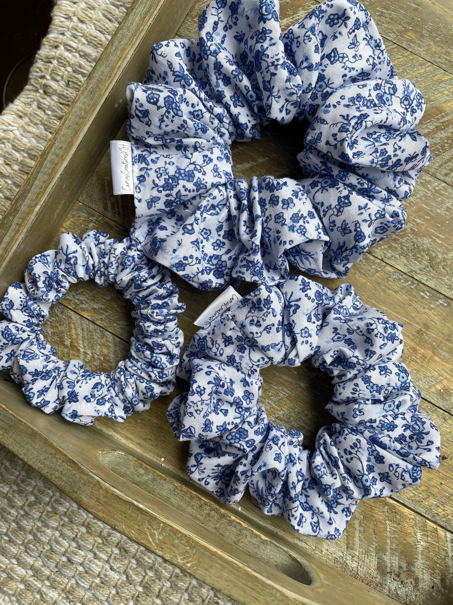 Blue Floral Scrunchie